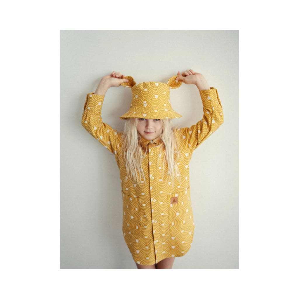 Chapeau Bébé Fantaisie - Oreilles & Vagues sur Moutarde
