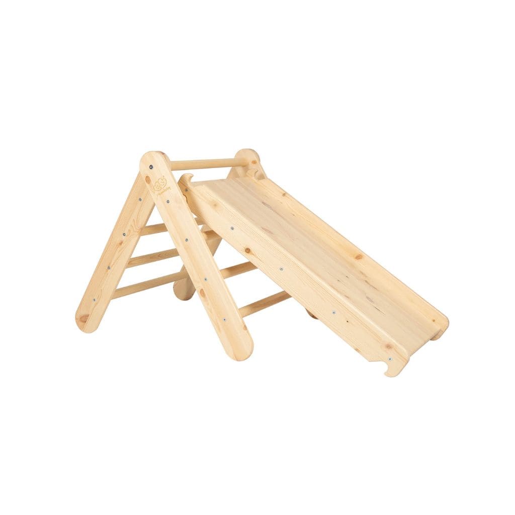 Échelle avec Toboggan & Mur d’Escalade – Bois Naturel Montessori