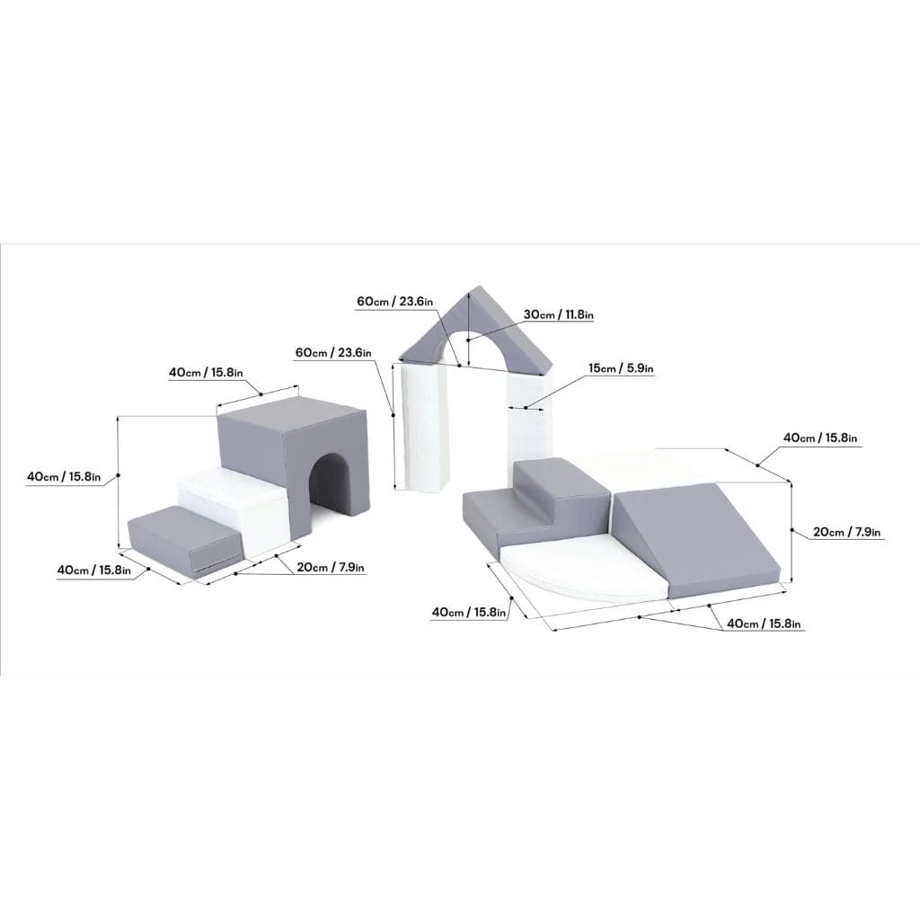 Ensemble de 10 Blocs de Mousse Soft Play  - Grey & White