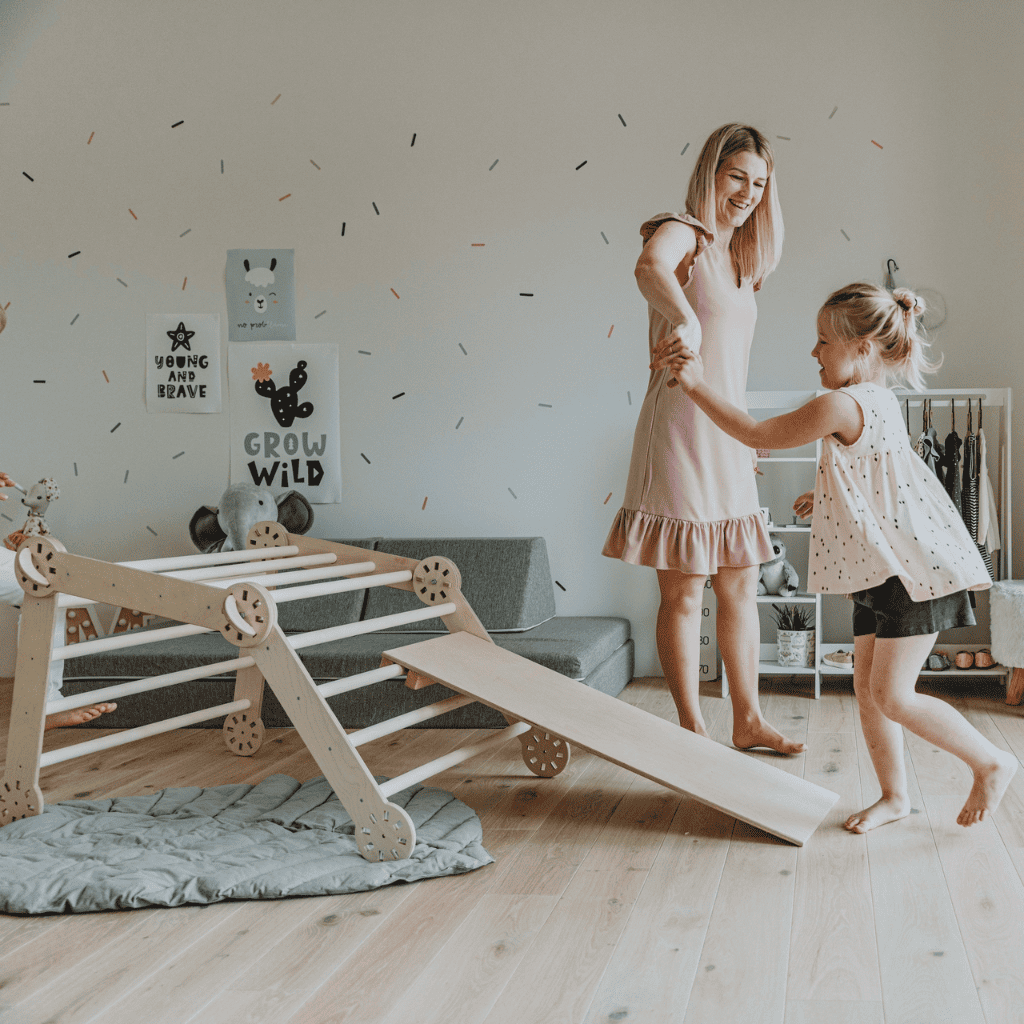 Triangle d'Escalade Pliable & Rampe "Montessori" – Bouleau (Set Complet) – Montessori pour enfant – photo 2