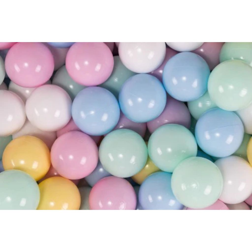 Balles Piscine – 200 pcs Bleu bébé / Blanc / Menthe / Rose pastel / Jaune pastel
