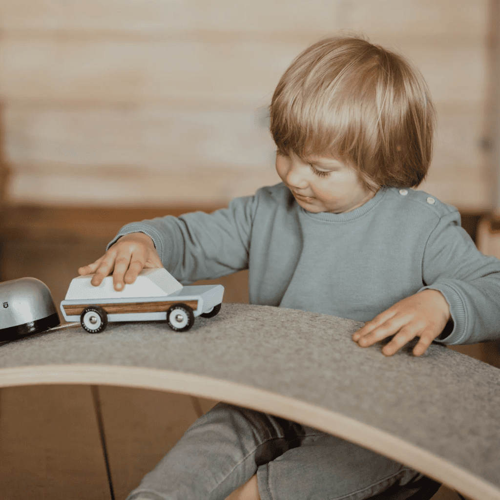 Planche d'Équilibre en Bois avec Feutre Gris – Jouet de Motricité Enfant