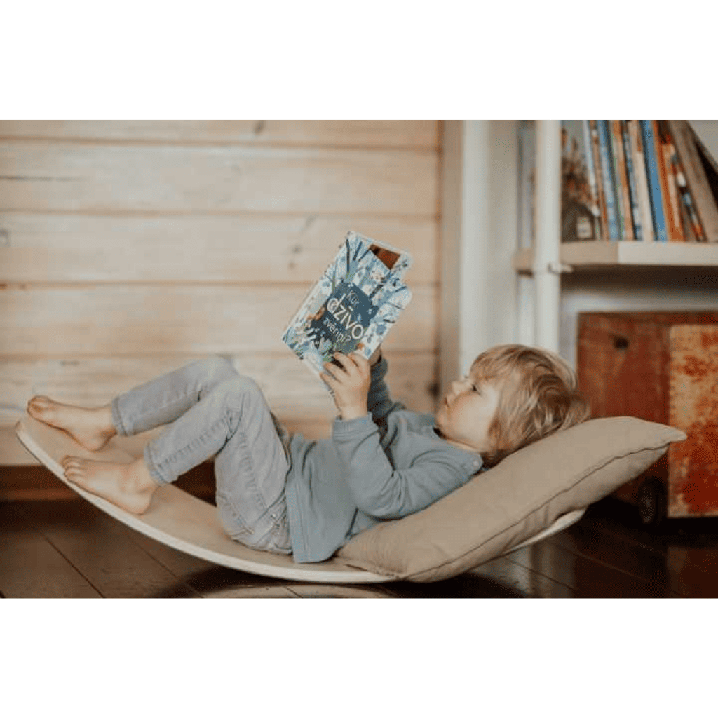 Planche d'Équilibre en Bois avec Feutre Gris – Jouet de Motricité Enfant