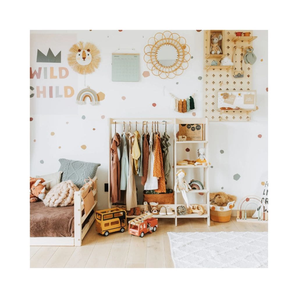 Portant Enfant Bois & Rangement Intégré