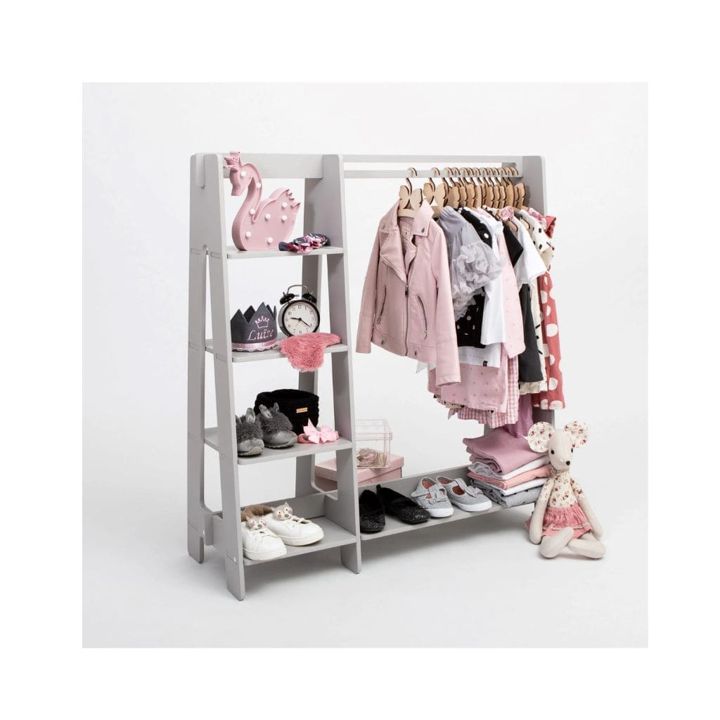 Portant Enfant Bois & Rangement Intégré