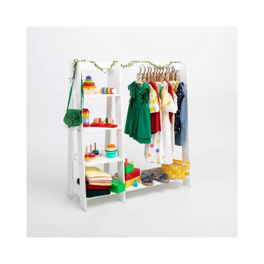 Portant Enfant Bois & Rangement Intégré