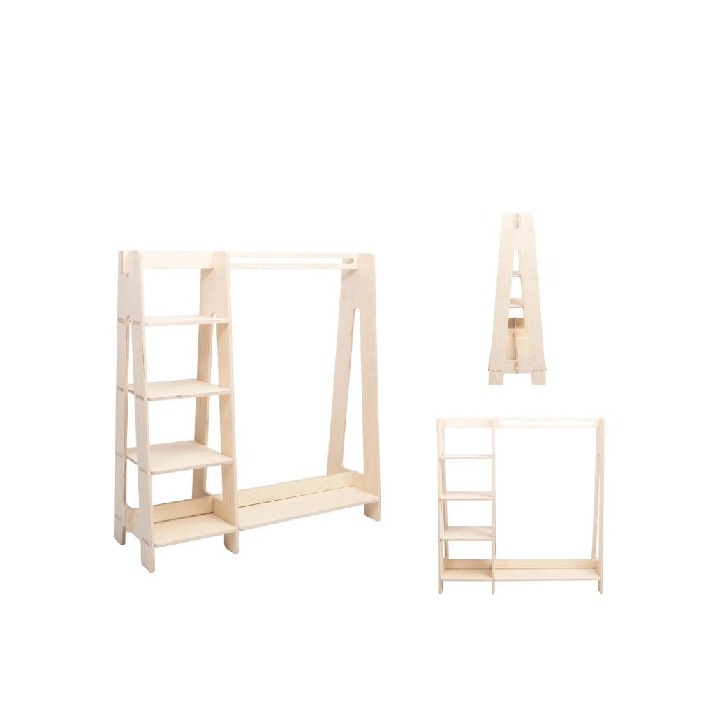 Portant Enfant Bois & Rangement Intégré
