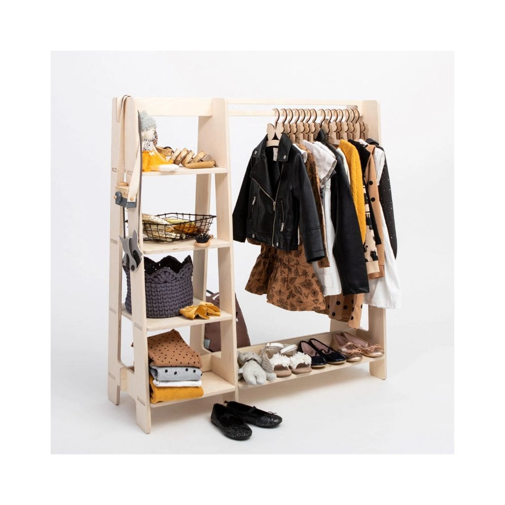 Portant Enfant Bois & Rangement Intégré