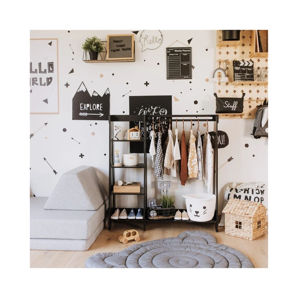 Portant Enfant Bois & Rangement Intégré