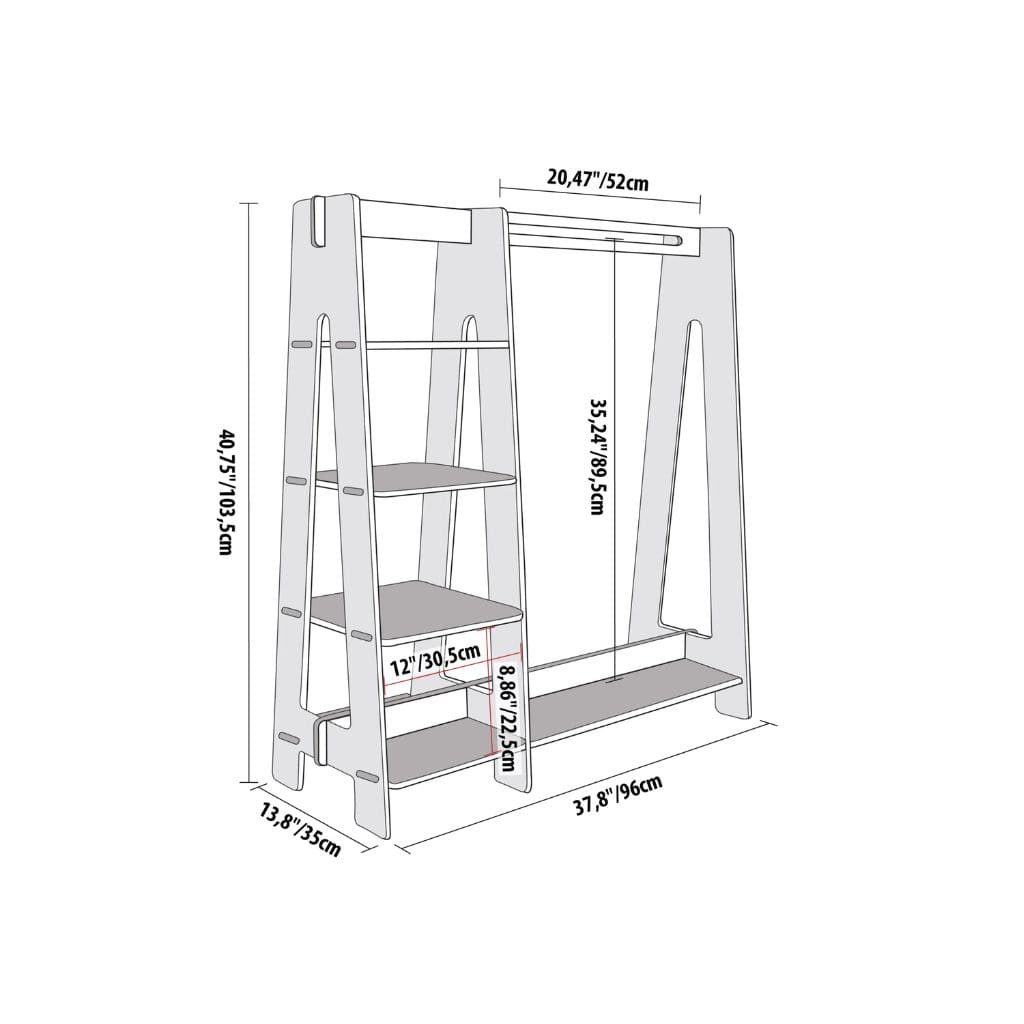 Portant Enfant Bois & Rangement Intégré