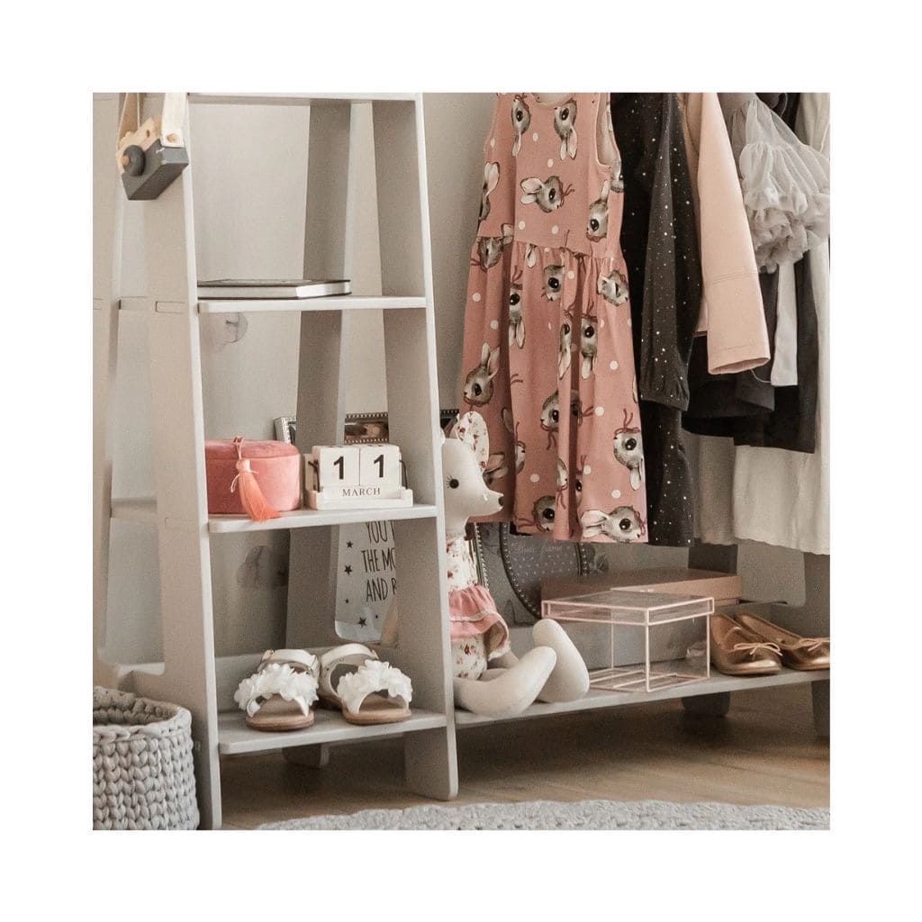 Portant Enfant Bois & Rangement Intégré