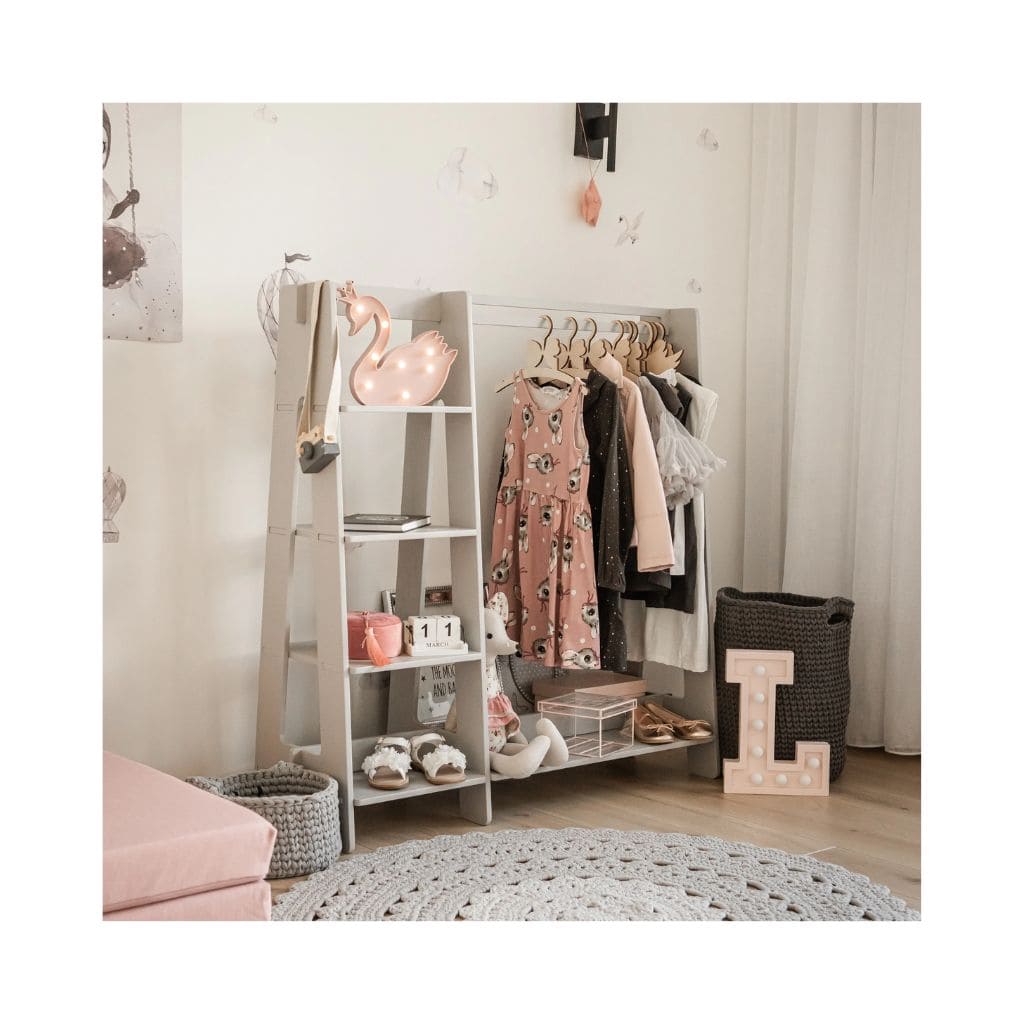 Portant Enfant Bois & Rangement Intégré
