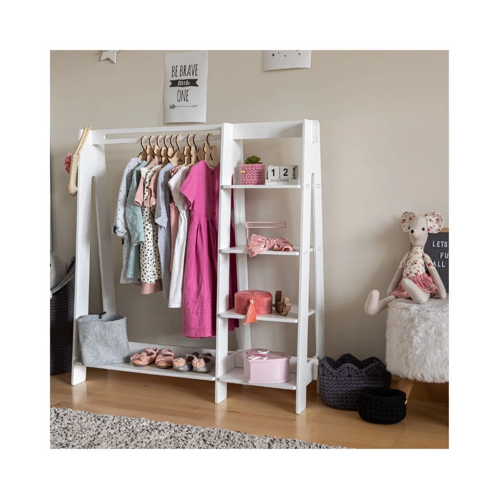 Portant Enfant Bois & Rangement Intégré