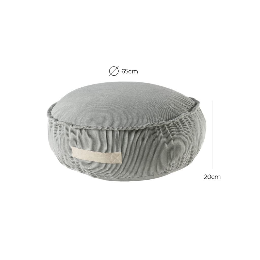 Pouf Enfant Rond MeowBaby® – Confort Velours Côtelé Gris