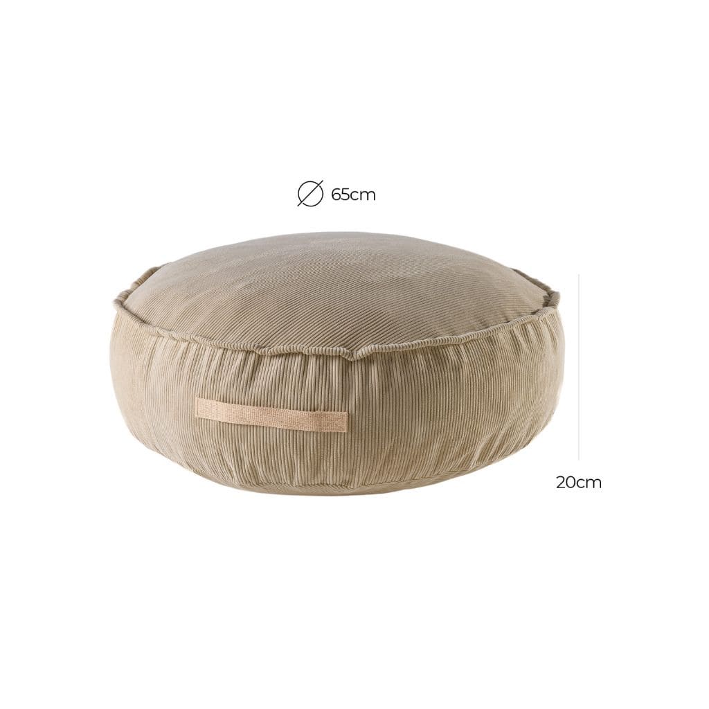 Pouf Enfant Rond MeowBaby® – Confort Velours Côtelé Sand