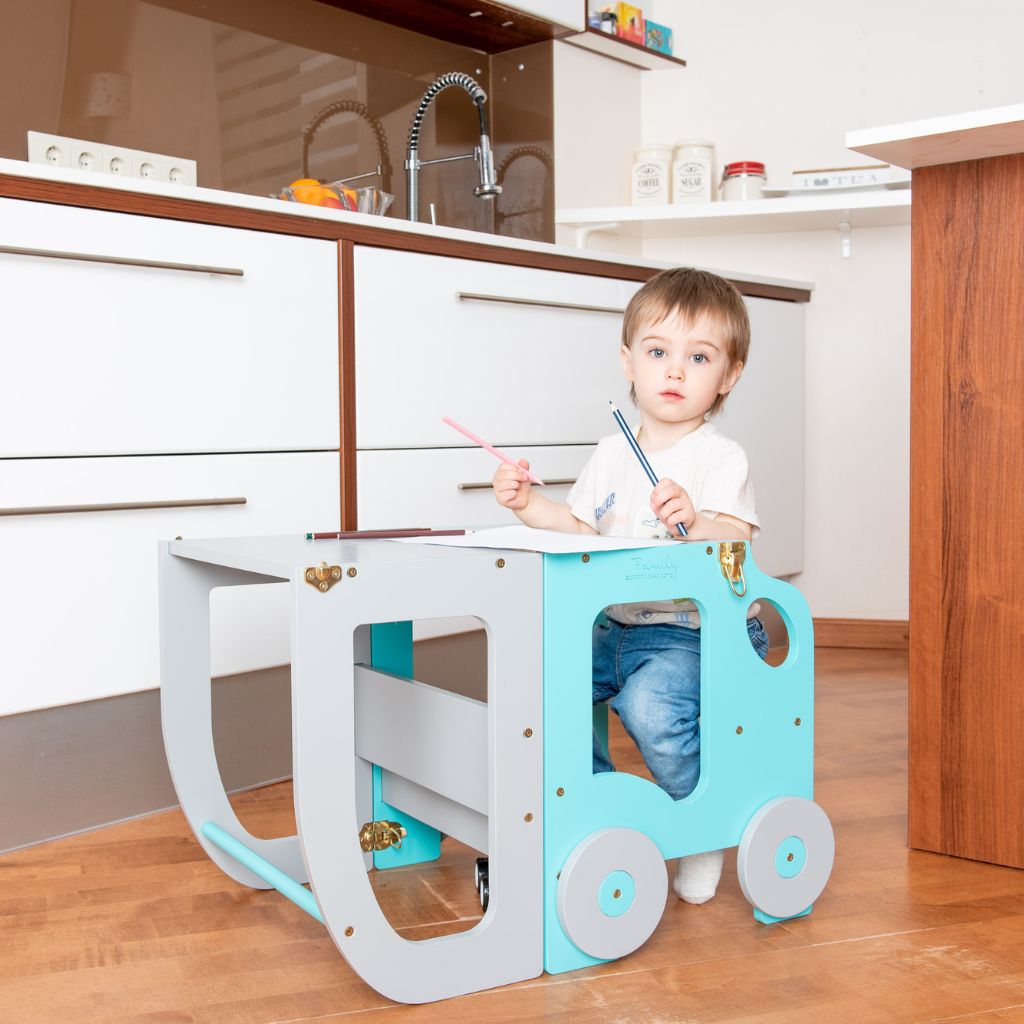 Tour d'Observation 2-en-1 Voiture – Transformable en Table d'Activité