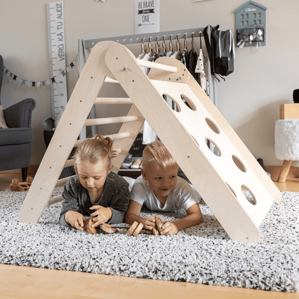 Triangle d'Escalade Pliable & Ajustable "Pikler" – Évolutif (2 Positions) – Montessori pour enfant – photo 7