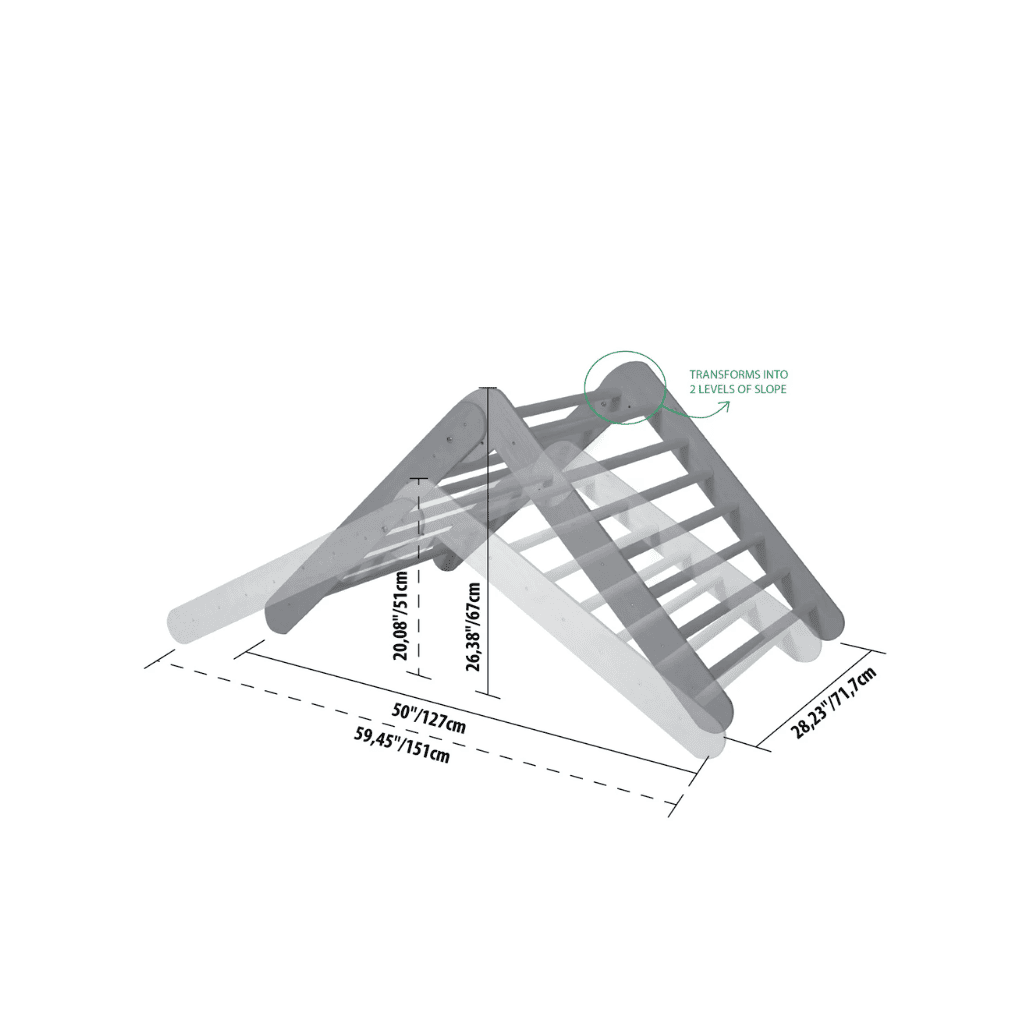 Triangle d'Escalade Pliable "Pikler" – Ajustable (2 Niveaux) – Montessori pour enfant – photo 3