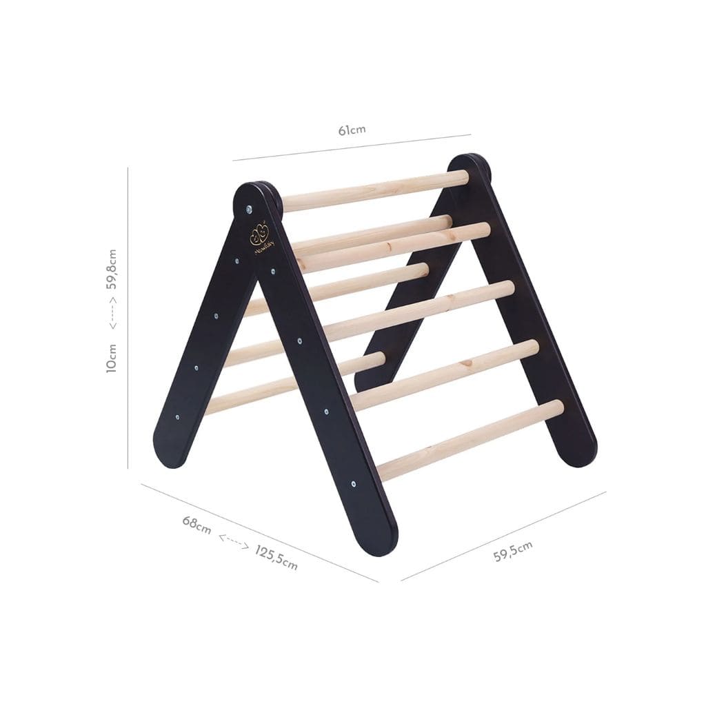 Échelle avec Toboggan & Mur d’Escalade – Noir Montessori