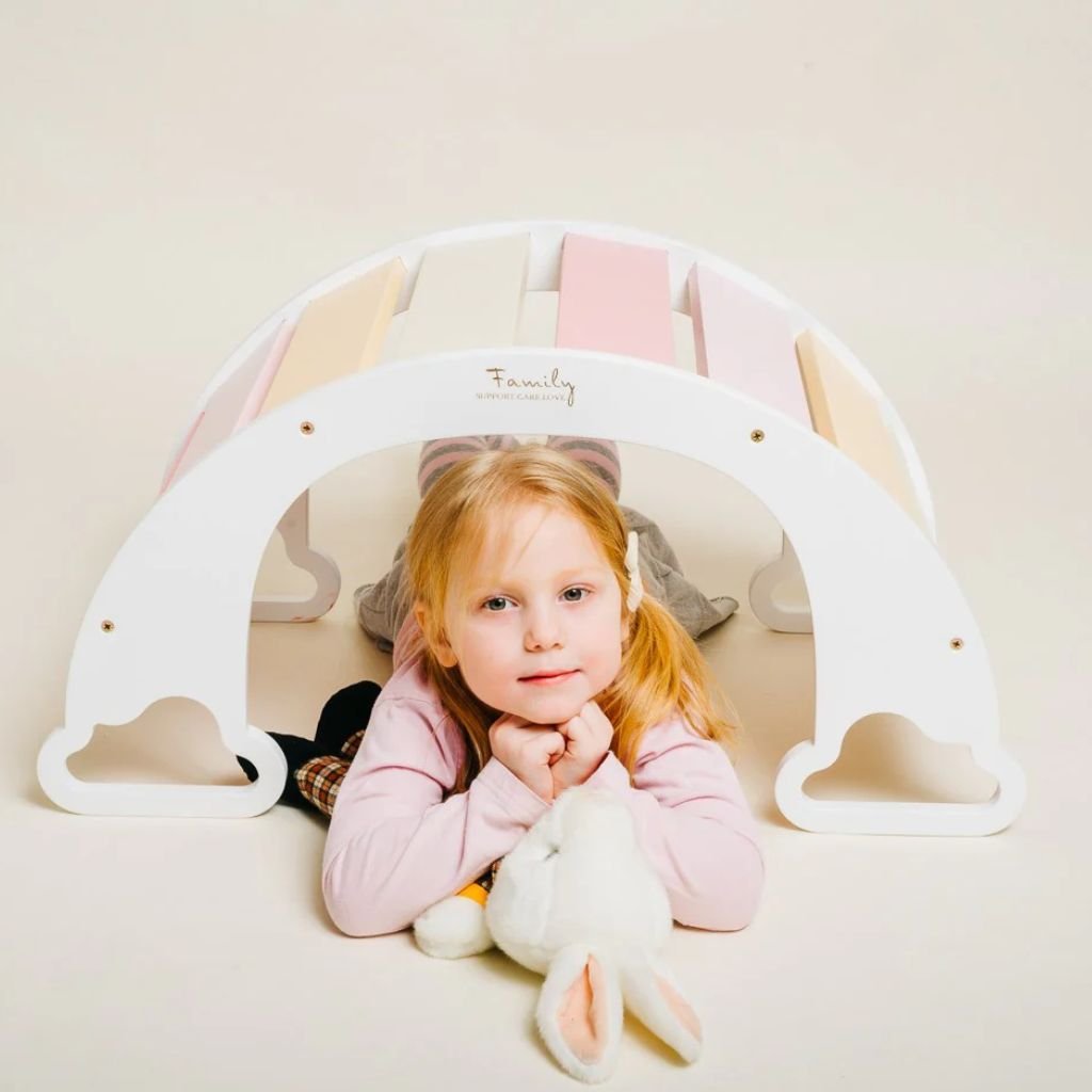 Arche de Motricité Montessori Arc - en - Ciel à Bascule en Natural / Rainbow | toys Tinitto – Fabrication européenne