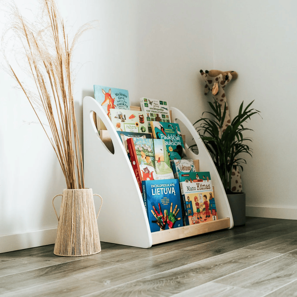 Bibliothèque Montessori avec rangement pour livres - 4 étagères en Sans / Finition DIY | Decoração Tinitto – Fabrication européenne