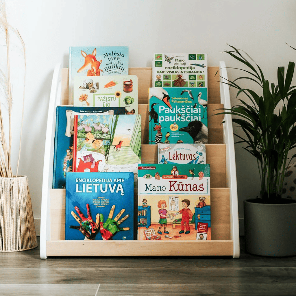 Bibliothèque Montessori avec rangement pour livres - 4 étagères en Sans / Finition DIY | Decoração Tinitto – Fabrication européenne