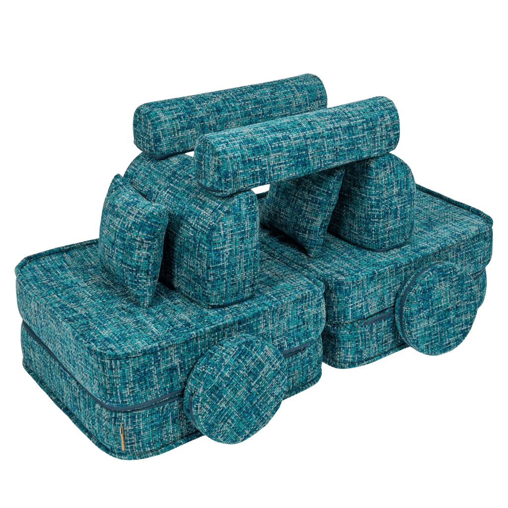 Canapé Medium Modular Sofa for Kids - Tangle Lagoon Blue en | Decoração Tinitto – Fabrication européenne