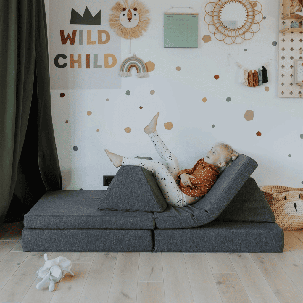 Canapé Modulable Enfant Jeu Montessori Évolutif en LightBlue | Decoração Tinitto – Fabrication européenne