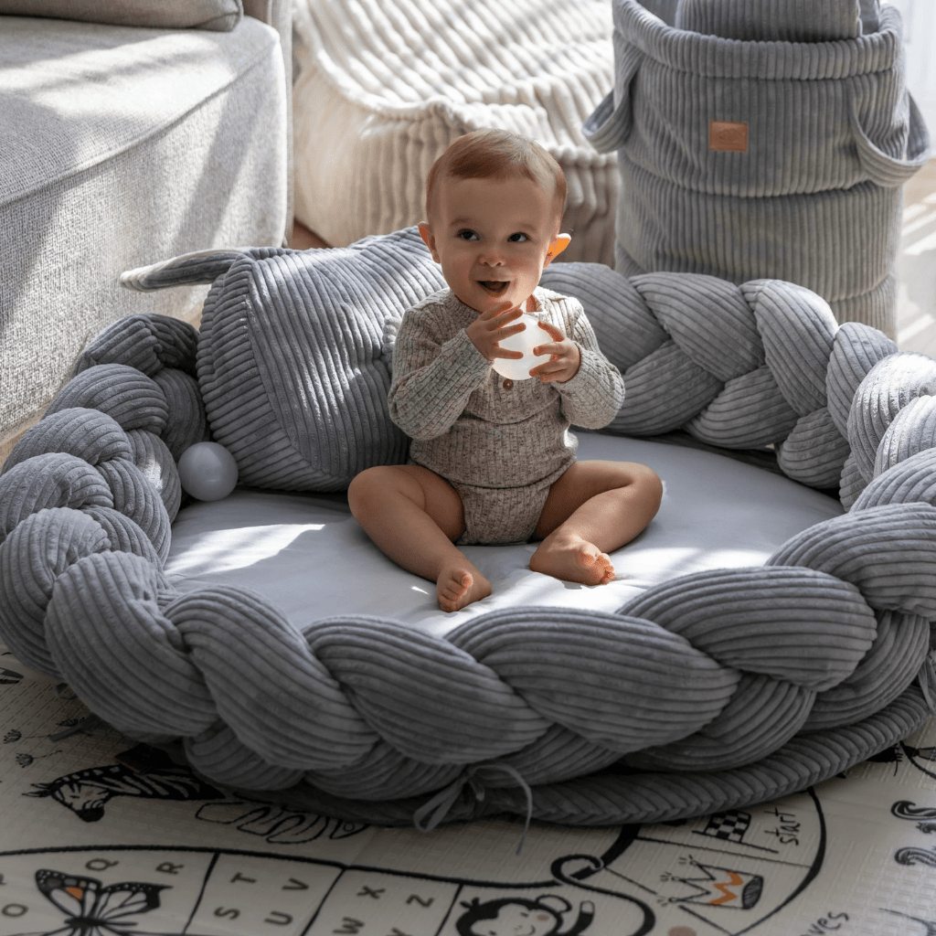 Cocon Bébé Évolutif 3 - en - 1 avec Tresse Amovible Aesthetic – Gris en | Conforto Tinitto – Fabrication européenne