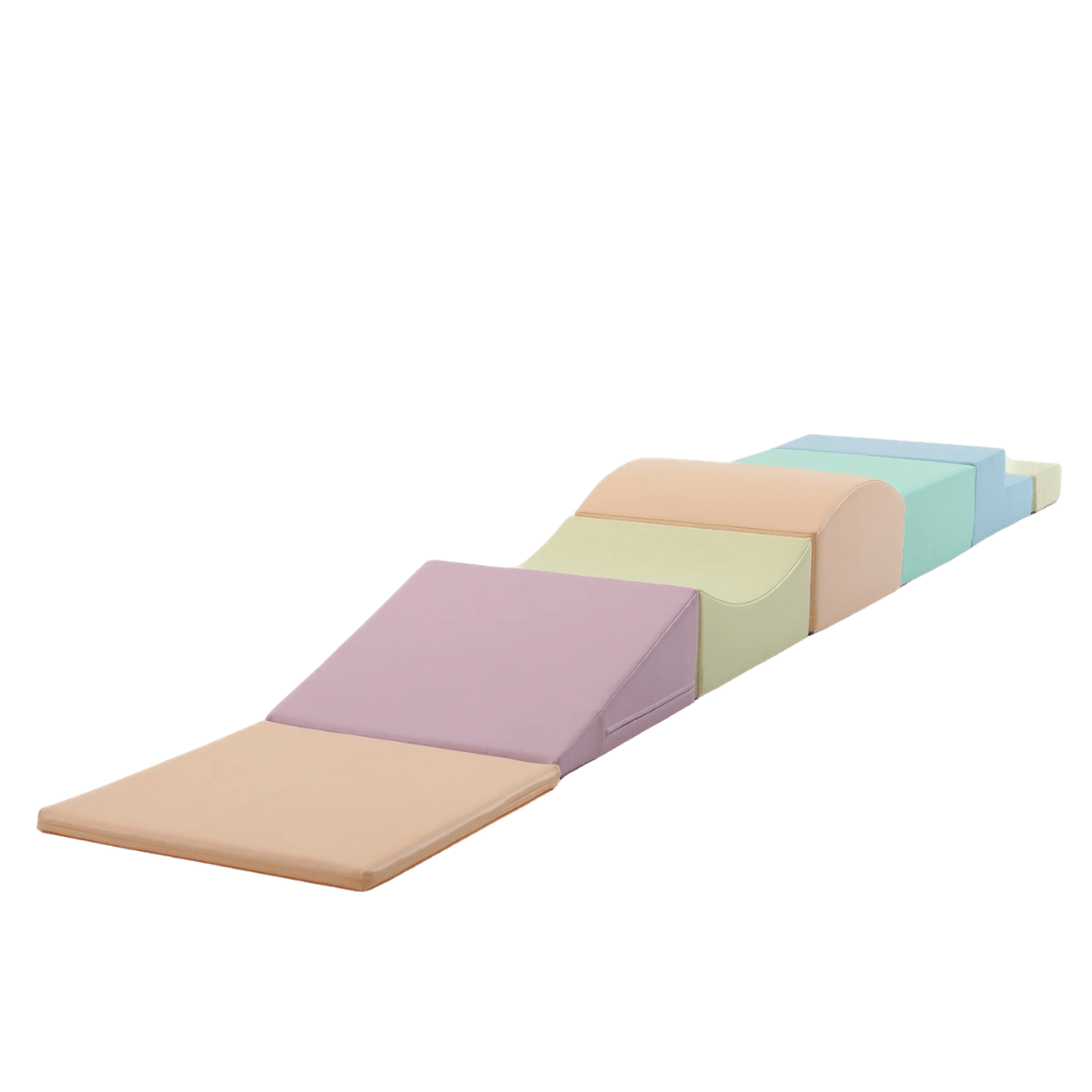 Ensemble de 7 Blocs de Mousse Soft Play - Petit Rampant Pastel Turquoise en | Motricidade Tinitto – Fabrication européenne