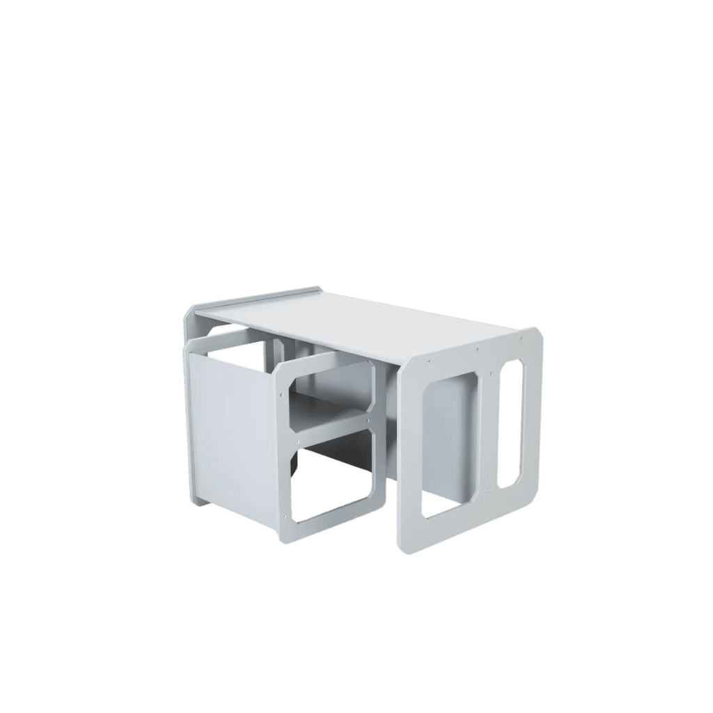 Set tavolo e sedie Montessori per lo svezzamento - 1 sedia in grigio | Decoração Tinitto – Prodotto in Europa