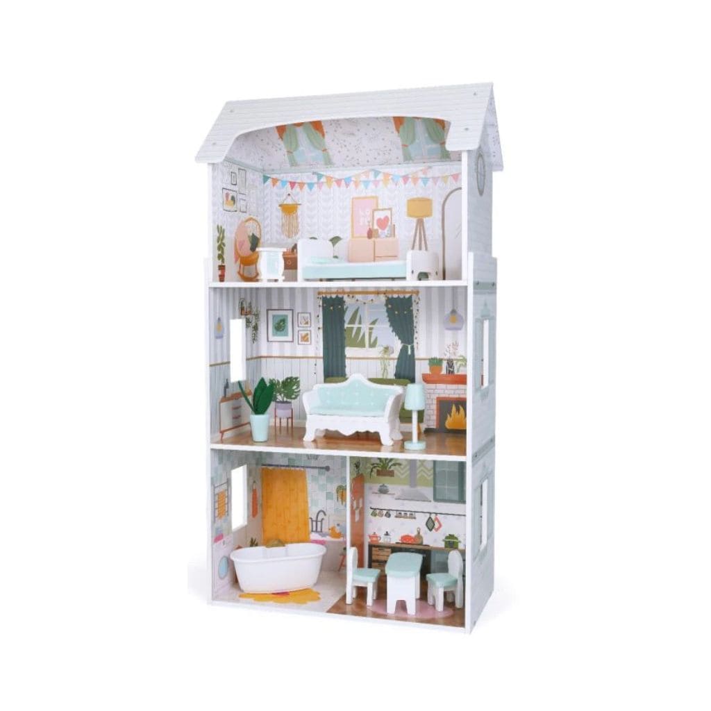 Luna Wooden Dollhouse with LED Lights | Decoração Tinitto – Made in Europe