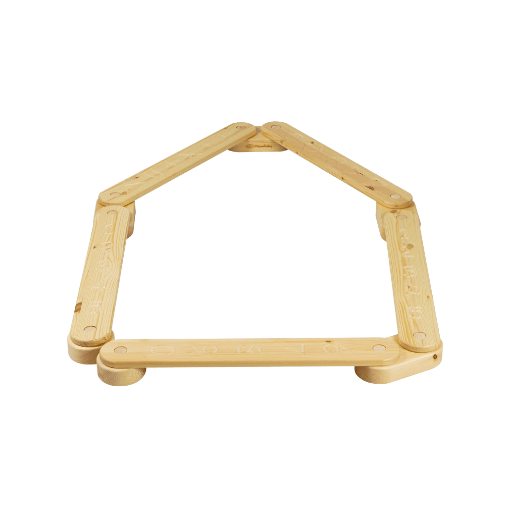 Tavola di equilibrio Montessori in legno - 5 elementi in legno naturale | Motricidade Tinitto – Prodotto in Europa