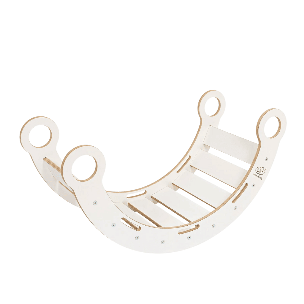 Snug Rocker para niños con cojín, tobogán y escalera - Pequeño en rosa claro empolvado | Motricidade Tinitto - Fabricado en Europa