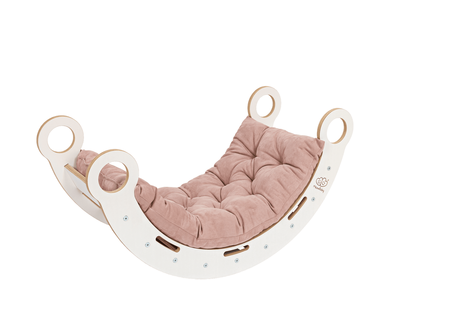 Snug Rocker para niños con cojín, tobogán y escalera - Pequeño en rosa claro empolvado | Motricidade Tinitto - Fabricado en Europa