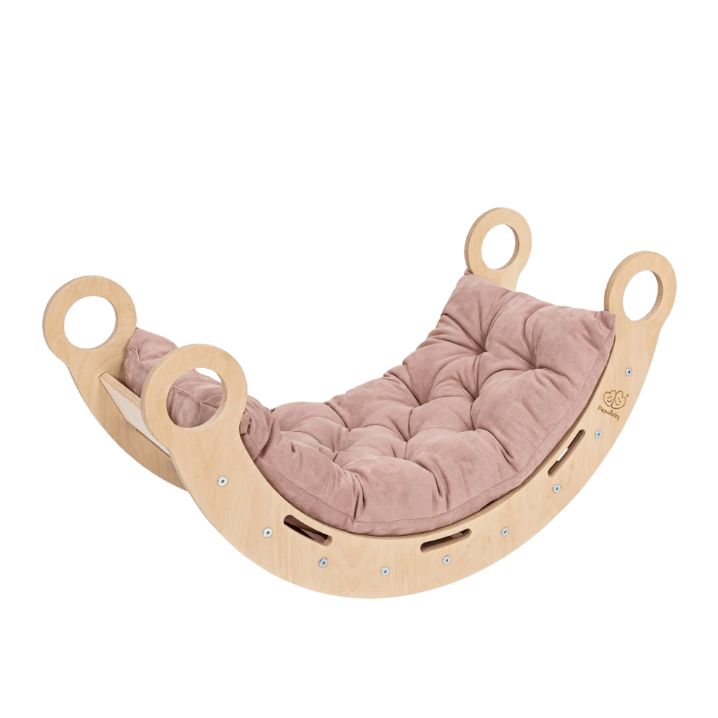 Snug Rocker for Kids - Naturel avec coussin rose en | Motricidade Tinitto – Fabrication européenne