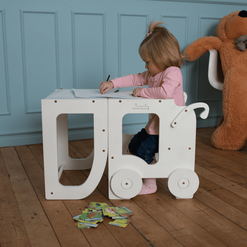 STEP’n’SIT® – Tour d’apprentissage Montessori 2 en 1 table et chaise en DarkGray | Tinitto – Fabrication européenne