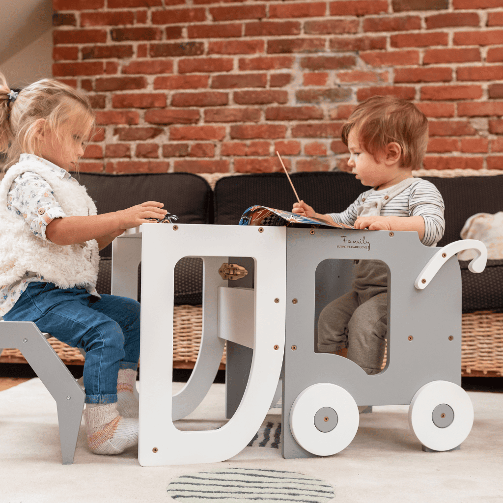 STEP’n’SIT® – Tour d’apprentissage Montessori 2 en 1 table et chaise en DarkGray | Tinitto – Fabrication européenne