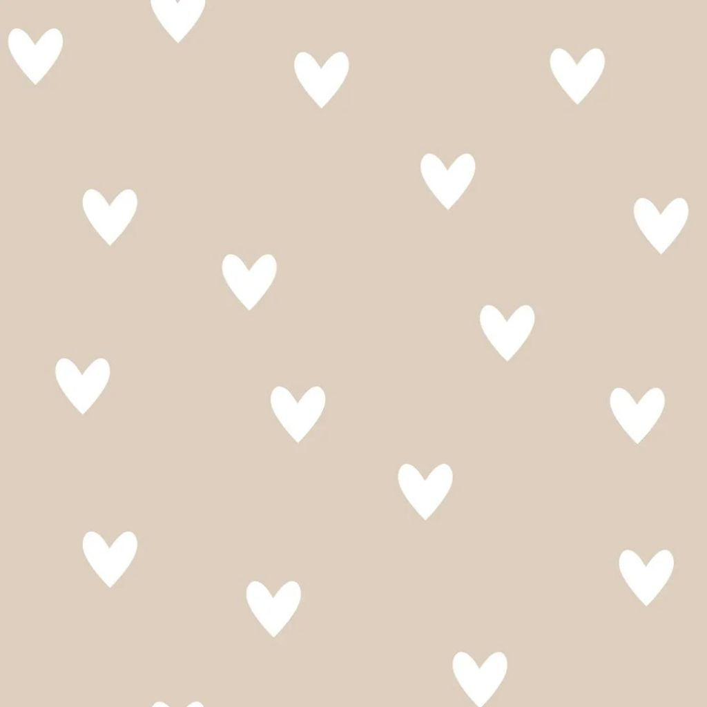 Papier Peint Cœurs Simples – Beige Doux