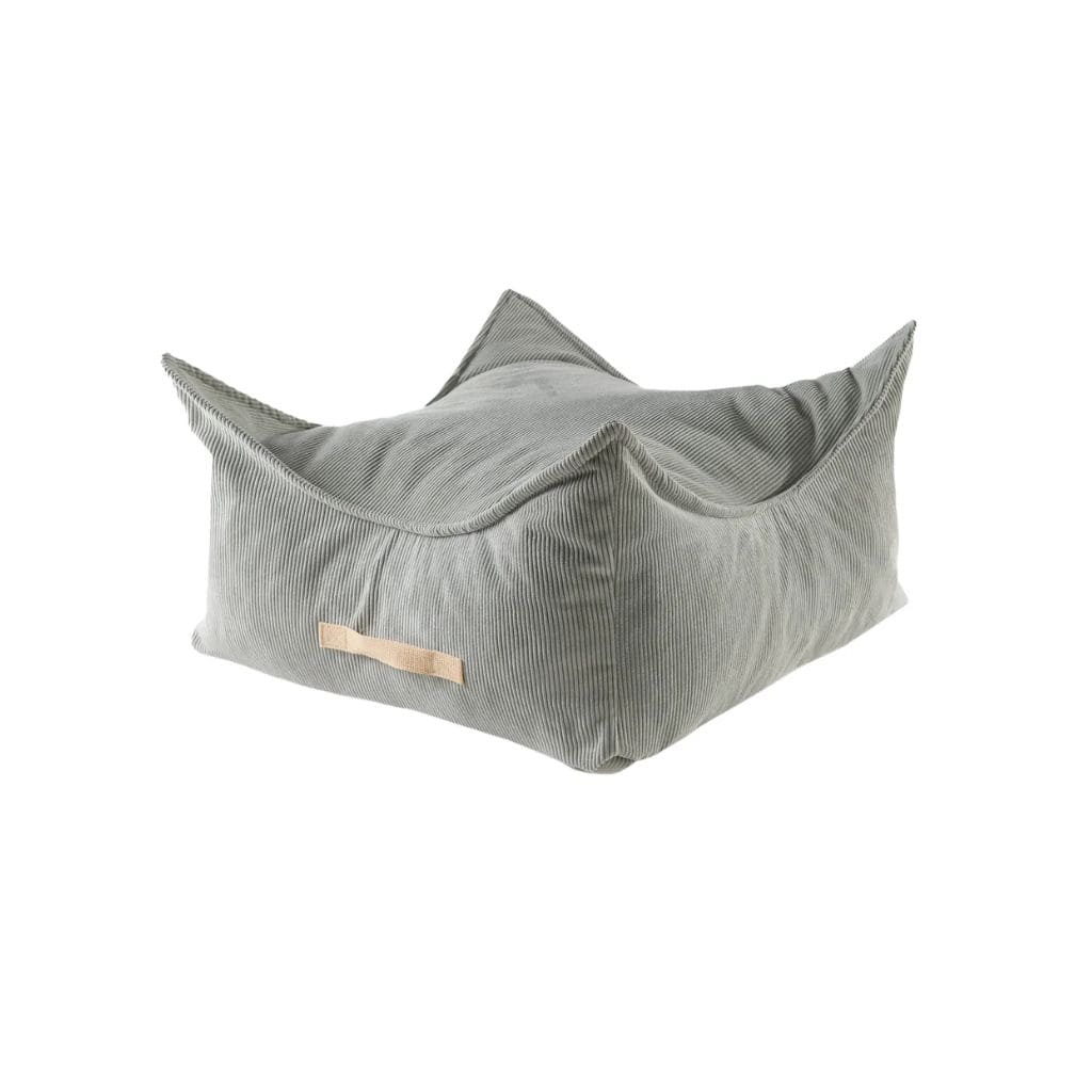Pouf Enfant Carré en Velours Côtelé MeowBaby® - Gris