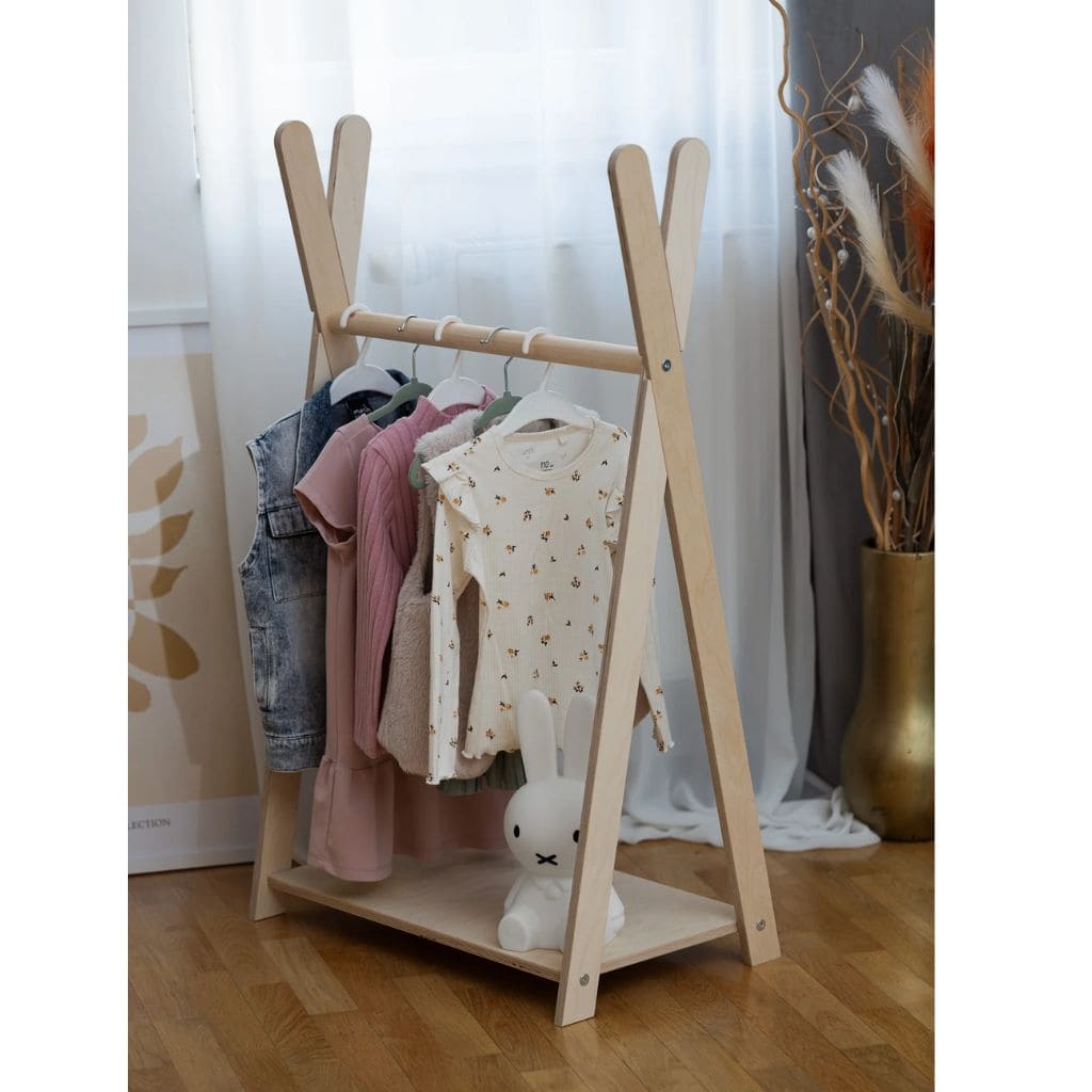 Porte-Vêtements Tipi Enfant en Bois Naturel