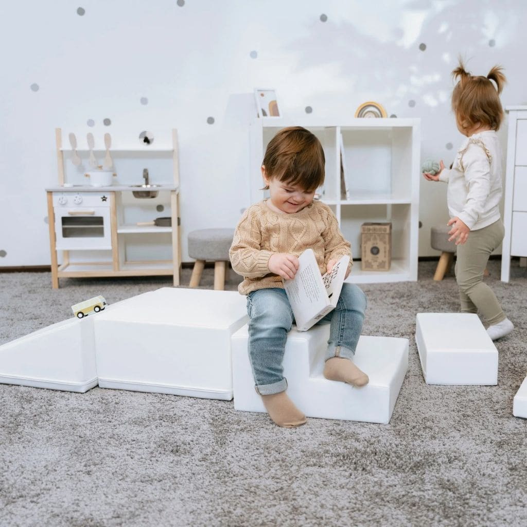 Ensemble de 5 blocs de mousse Soft Play - Coin grimpeur blanc