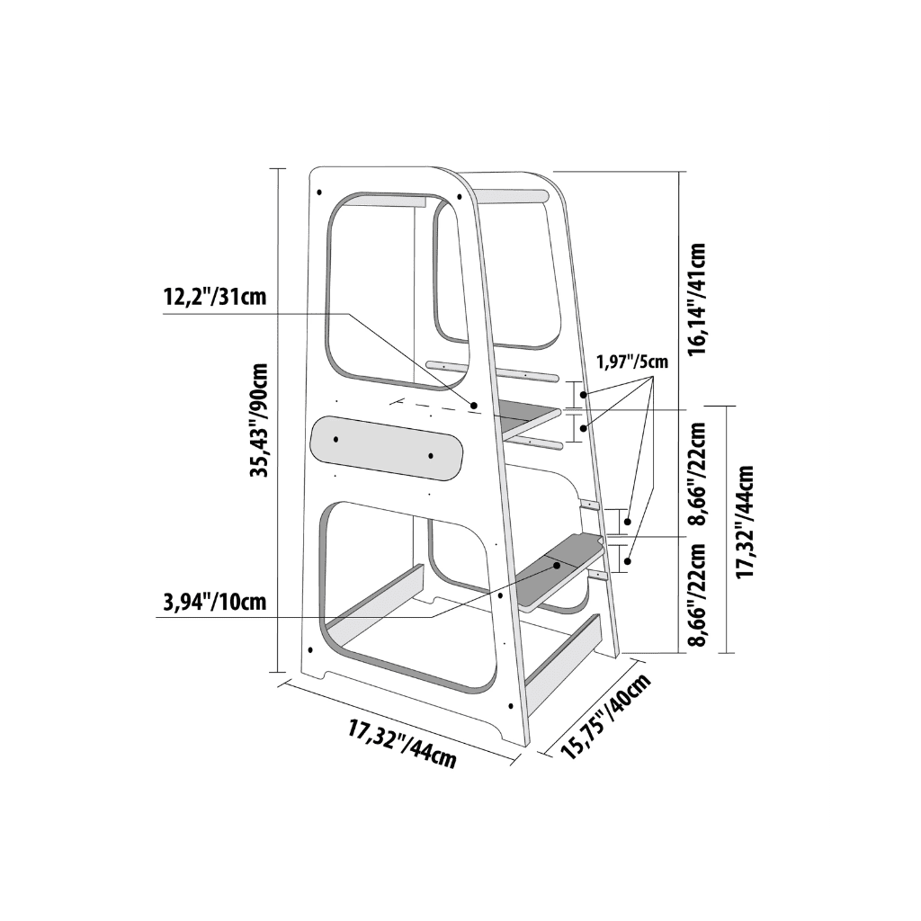 Tour d'aide Montessori en black | Motricidade Tinitto – Fabrication européenne
