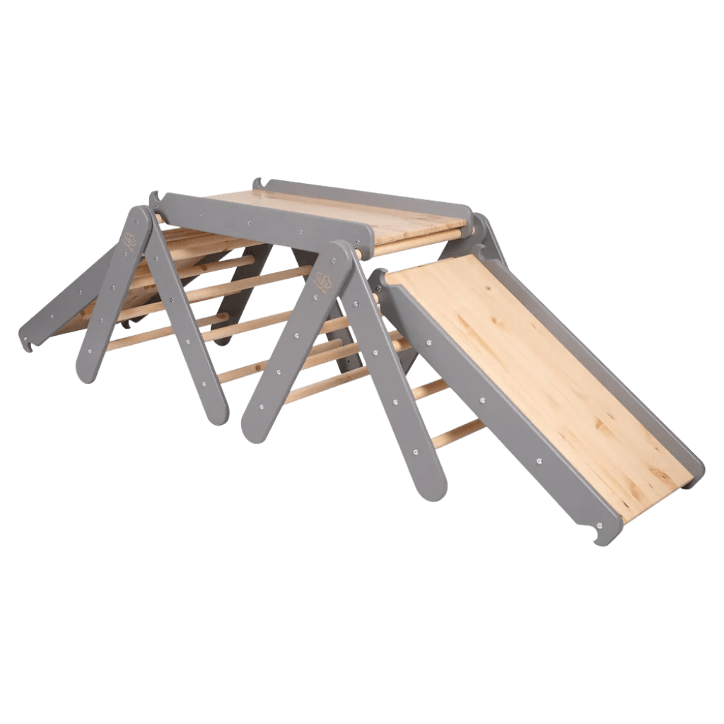 Triangle d'Escalade Pikler avec Toboggan et Structure d'Escalade - Grey en | Motricidade Tinitto – Fabrication européenne