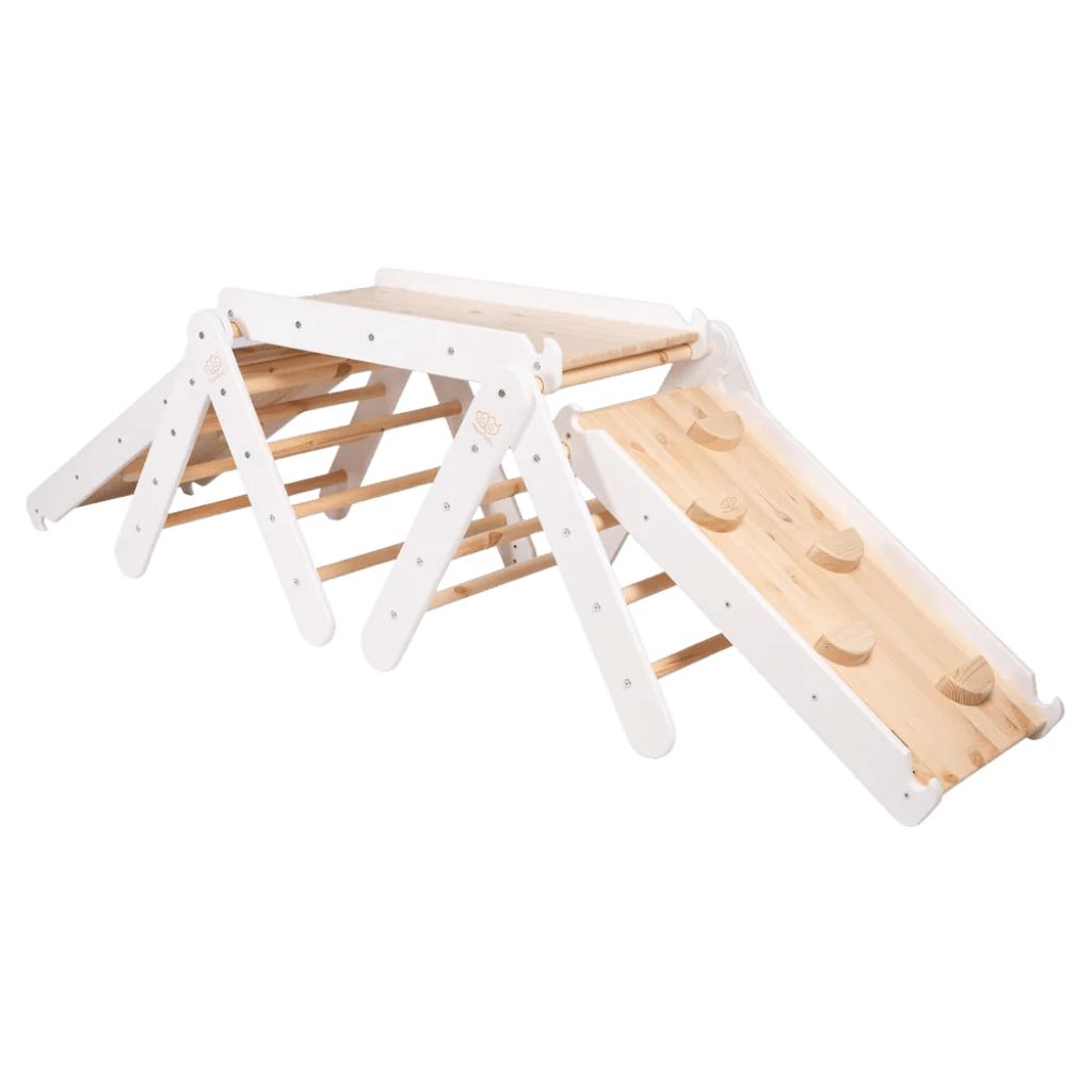 Triangle d'Escalade Pikler avec Toboggan et Structure d'Escalade - White en | Motricidade Tinitto – Fabrication européenne