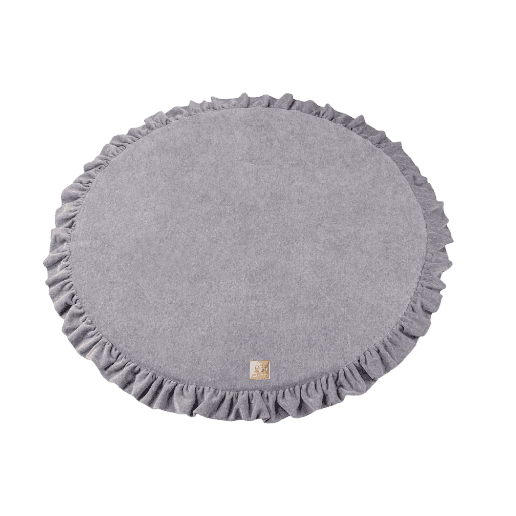 Velura – Tappeto da gioco rotondo in morbido velluto per neonati, colore grigio | Conforto Tinitto – Prodotto in Europa