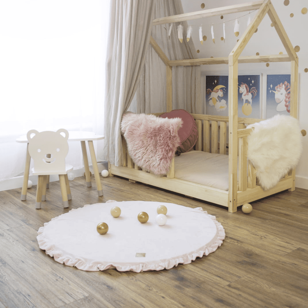 Velura – Tappeto da gioco rotondo in morbido velluto per neonati in MidnightBlue | Conforto Tinitto – Prodotto in Europa