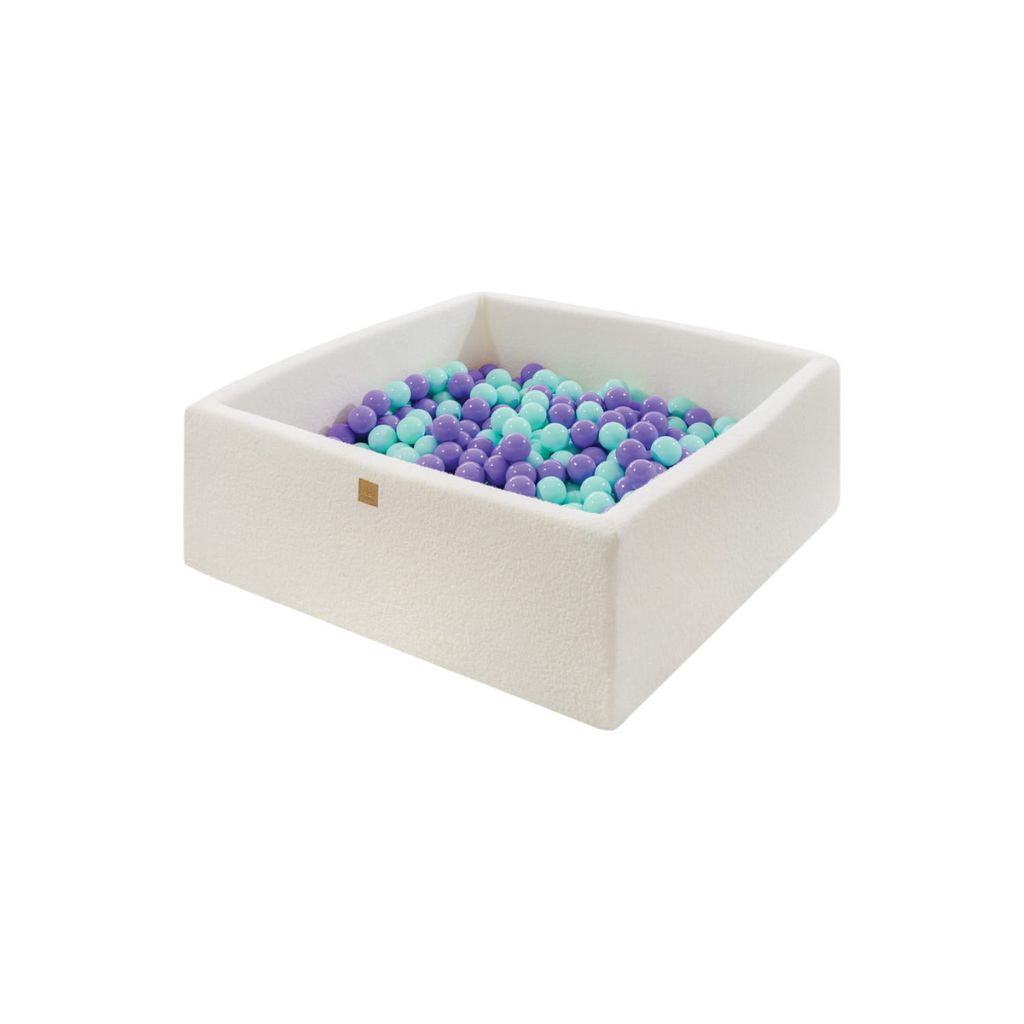 Piscine à Balles Carré en Tissu Bouclé Blanc – MeowBaby®  400 Balles 110x110cm Menthe