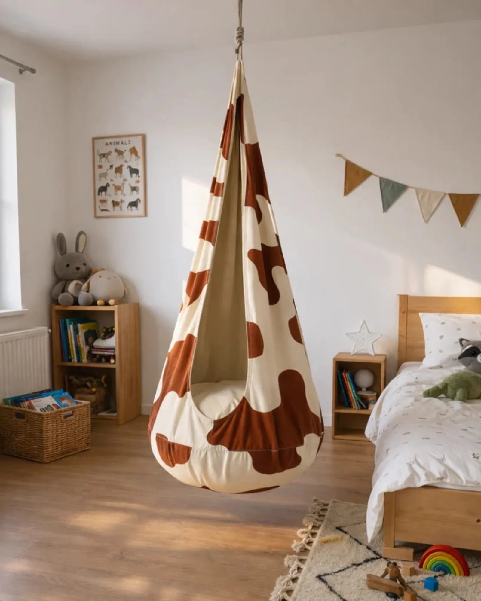 Balançoire Cocon Enfant – Motif Animal bees&blooms – Confort Montessori pour enfant | Tinitto
