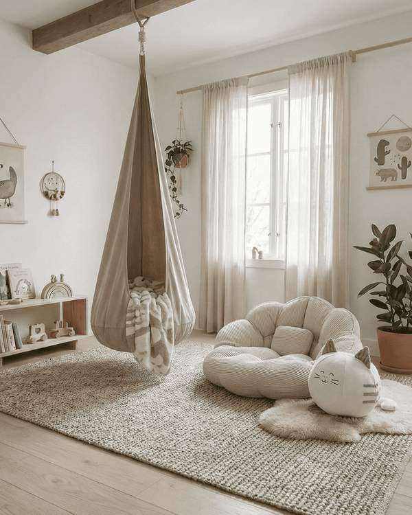 Balançoire Cocon Enfant – Suspendue d'Intérieur bees&blooms – Décoration Montessori pour enfant | Tinitto